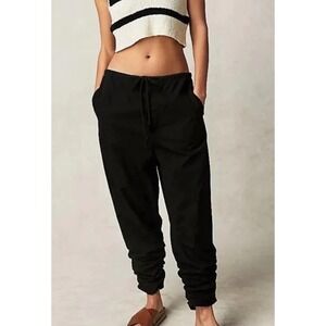 Free People New Light Parachute Pants in Black, Size Large, Pull-On, Drawstring